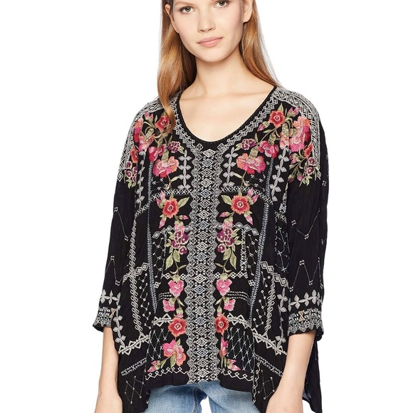 Johnny Was Carnation Embroidered Georgette Blouse - Picture 5 of 16